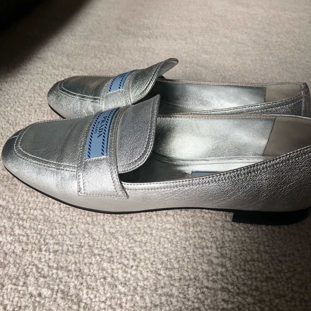 Prada Silver Loafers 37